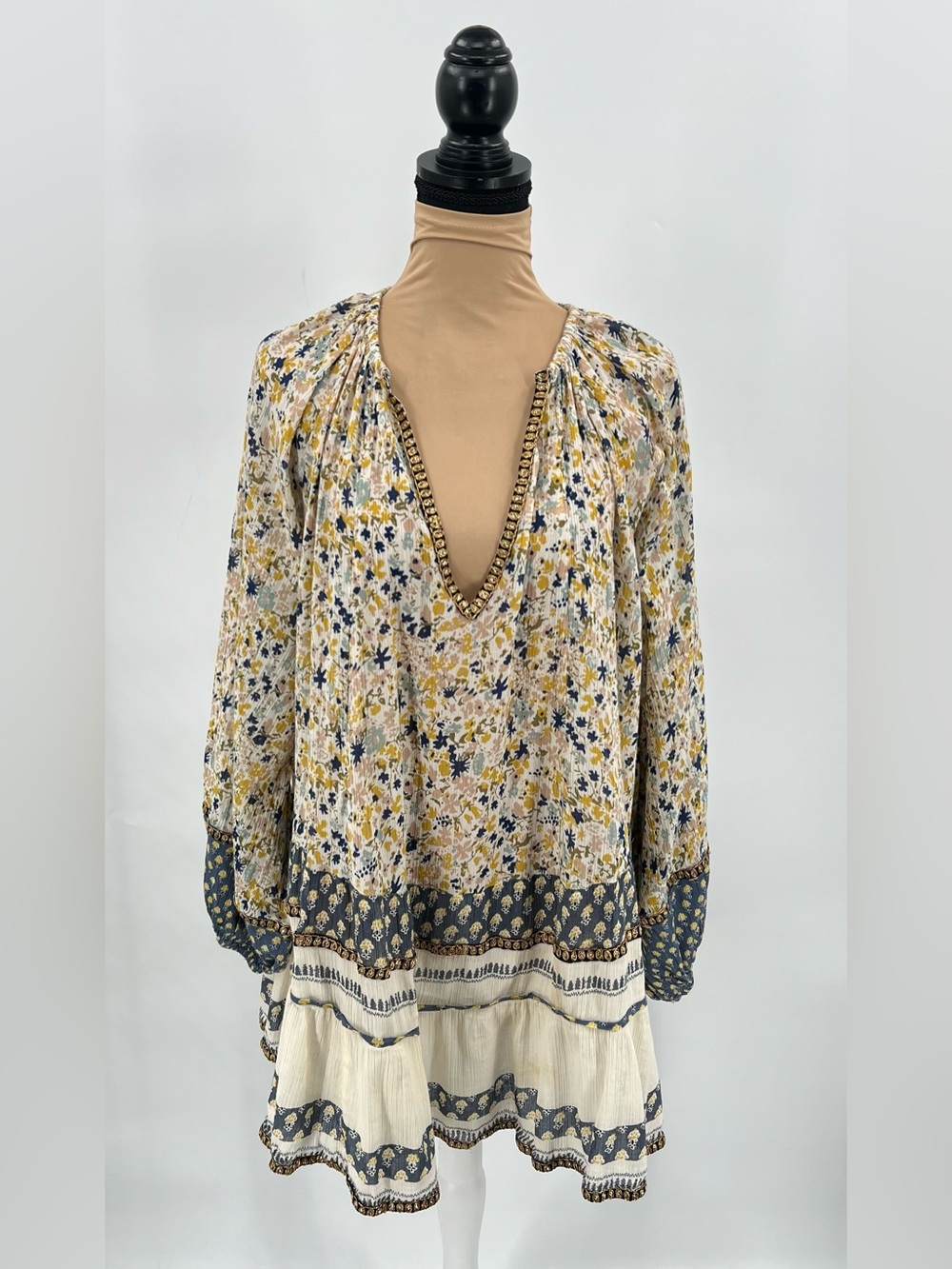 Free people balloon sleeves oversized cotton tunic M festival vacation beach